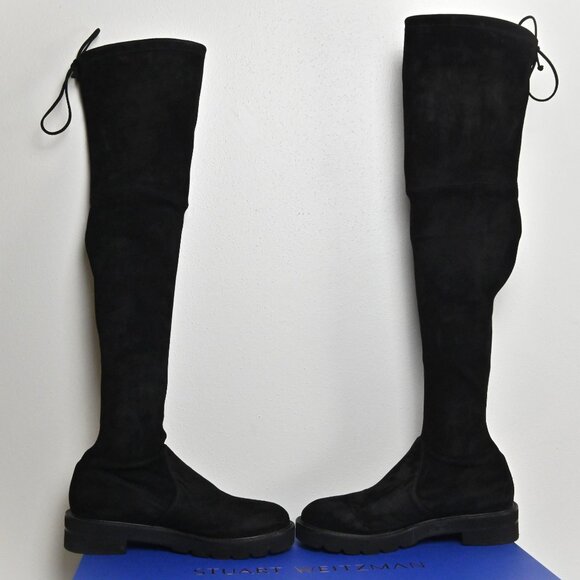 Stuart Weitzman Lowland Lift Jocey Over-the-Knee Suede Tall Black Boot US10 UK8 - Picture 7 of 16